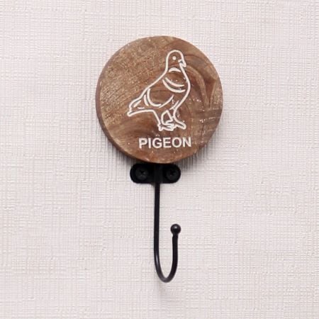 Brown Round Wooden Pigeon Hooks For Kids